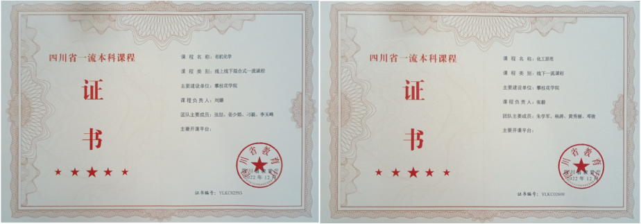 四川省一流本科课程证书